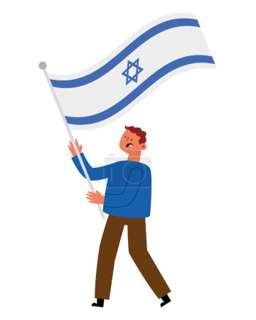 Téléchargez les illustrations : Israël paix mâle avec drapeau vecteur isolé - en licence libre de droit