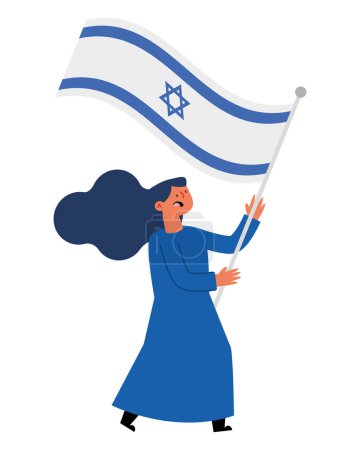 Téléchargez les illustrations : Israël paix femelle avec drapeau vecteur isolé - en licence libre de droit