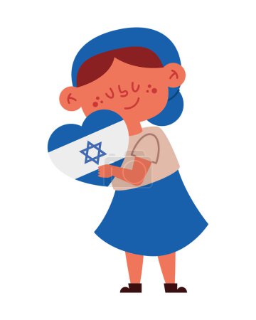 Téléchargez les illustrations : Israël paix fille avec drapeau vecteur isolé - en licence libre de droit