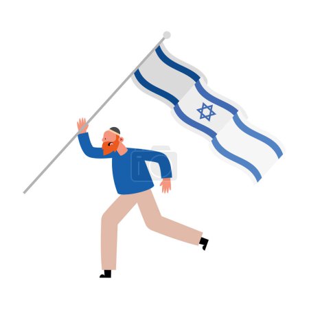 Téléchargez les illustrations : Israël homme de paix avec drapeau illustration vecteur isolé - en licence libre de droit