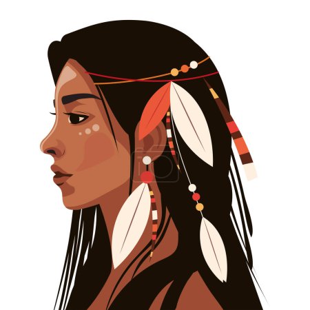 Illustration for Native american girl illustration isolated - Royalty Free Image