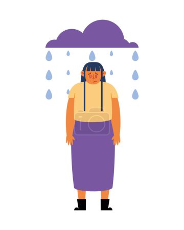 Ilustración de Ilustración de la depresión de la mujer en el vector de día lluvioso aislado - Imagen libre de derechos