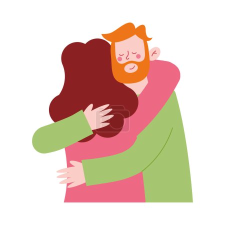 Ilustración de Abrazo día ilustración de pareja abrazándose mutuamente vector aislado - Imagen libre de derechos