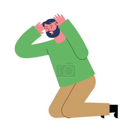 Illustration for Earthquake illustration of a man hidden vector isolated - Royalty Free Image