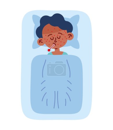 Ilustración de Enfermedad de kawasaki ilustración de un vector de niño enfermo aislado - Imagen libre de derechos