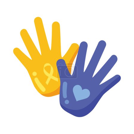 Illustration for Down syndrome hands vector isolated - Royalty Free Image