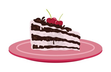 Téléchargez les illustrations : Allemagne forêt noire gâteau illustration isolé - en licence libre de droit