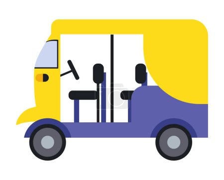 Illustration for Rickshaw car yellow and purple vector isolated - Royalty Free Image