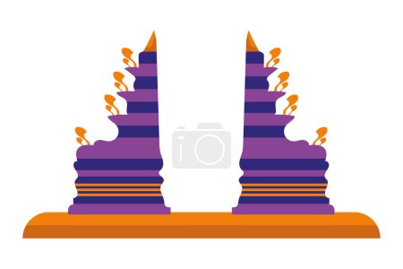 Téléchargez les illustrations : Pura luhur lempuyang indonesia temple illustration vecteur isolé - en licence libre de droit