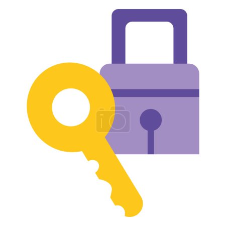 Illustration for Purple padlock and key vector isolated - Royalty Free Image