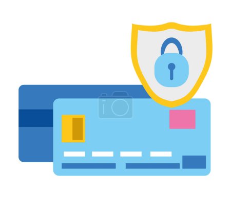 Téléchargez les illustrations : Illustration de sécurité des données de carte de crédit vecteur isolé - en licence libre de droit