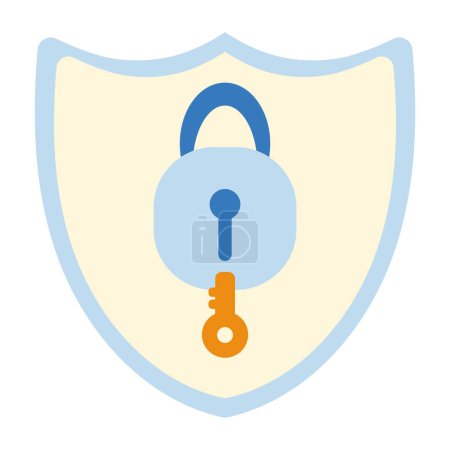 Téléchargez les illustrations : Illustration de sécurité des données avec cadenas et vecteur de clé isolé - en licence libre de droit