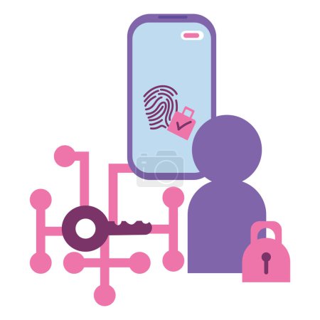 Téléchargez les illustrations : Illustration de sécurité des données des utilisateurs de téléphone vecteur isolé - en licence libre de droit