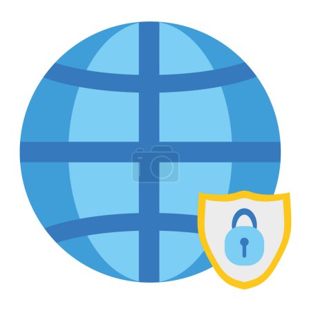 Téléchargez les illustrations : Illustration de sécurité des données avec icône internet et vecteur de cadenas isolé - en licence libre de droit