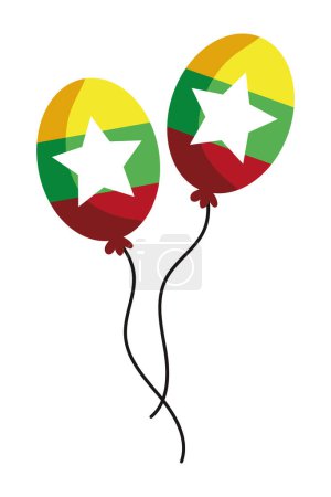Téléchargez les illustrations : Myanmar drapeau ballons vecteur isolé - en licence libre de droit