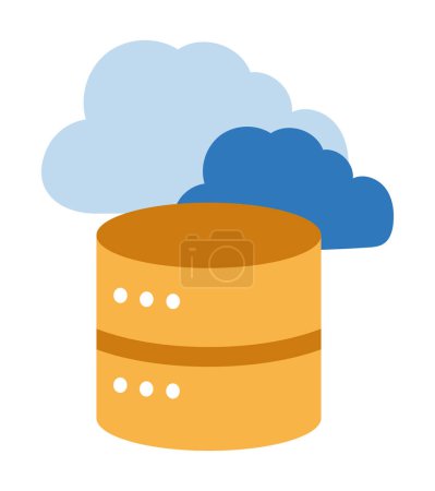 Illustration for Database server and cloud vector isolated - Royalty Free Image