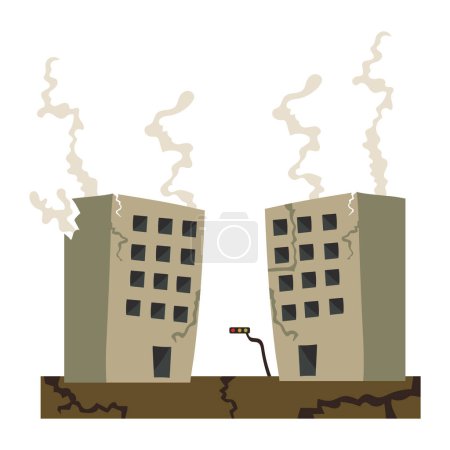 Illustration for Earthquake illustration with destroyed buildings vector isolated - Royalty Free Image