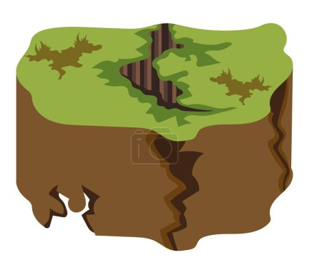 Illustration for Earthquake illustration with destroyed earth piece vector isolated - Royalty Free Image