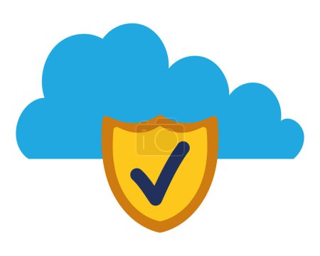 Téléchargez les illustrations : Illustration de sécurité des données du vecteur serveur cloud isolé - en licence libre de droit