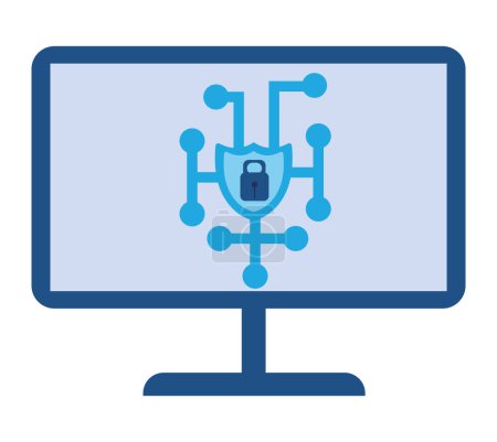 Ilustración de Ilustración de seguridad de datos del vector de monitor aislado - Imagen libre de derechos