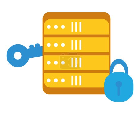 Illustration for Data security illustration of server and key vector isolated - Royalty Free Image