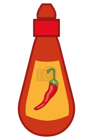 Illustration for Chilli pepper sause bottle vector isolated - Royalty Free Image