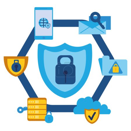 Illustration for Data security design vector isolated - Royalty Free Image