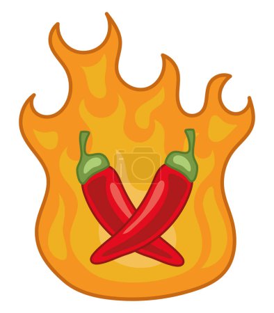 Ilustración de Internacional picante y picante alimentos chiles en el vector de fuego aislado - Imagen libre de derechos