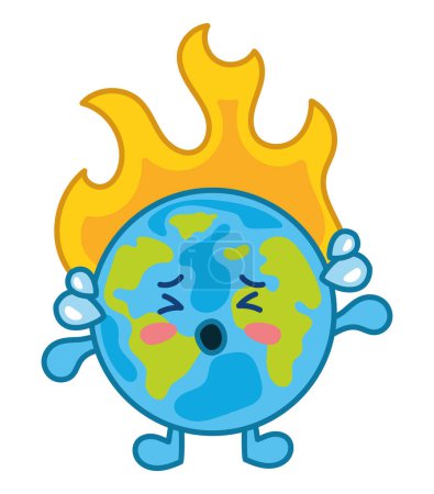 Illustration for Global warming illustration of the world on fire vector isolated - Royalty Free Image