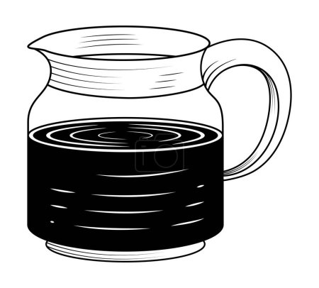 Ilustración de Café tetera vidrio ilustración dibujada - Imagen libre de derechos