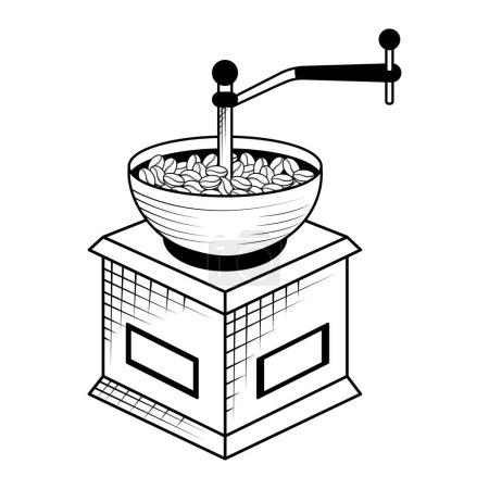 Illustration for Coffee grinder drawn illustration design - Royalty Free Image
