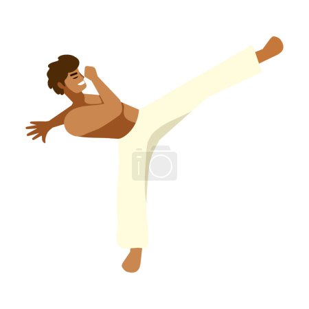 Illustration for Man and capoeira art illustration isolated - Royalty Free Image