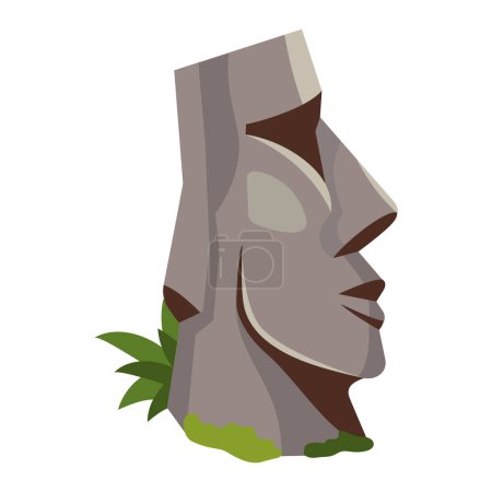 Téléchargez les illustrations : Statue chile moai conception isolée - en licence libre de droit
