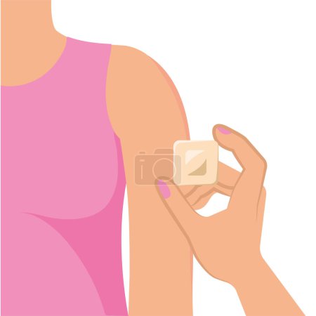 Illustration for Female contraceptive birth control patch illustration - Royalty Free Image