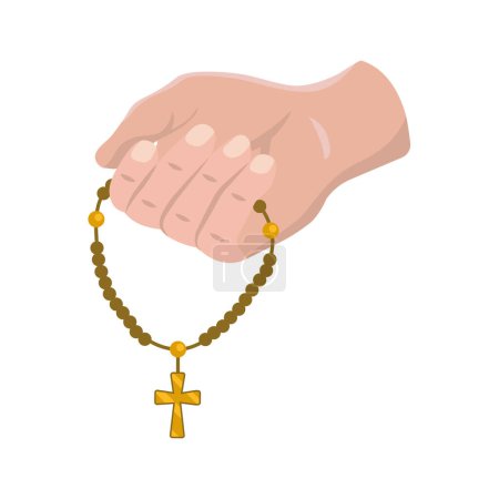 Illustration for Rosary catholic in hand illustration - Royalty Free Image