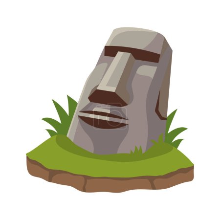 Illustration for Chile moai statue monument illustration - Royalty Free Image