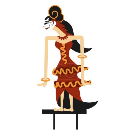 Illustration for Wayang kulit puppet illustration isolated - Royalty Free Image