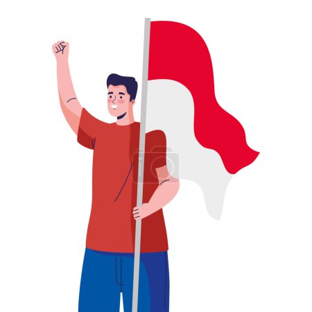 Téléchargez les illustrations : Indonésienne indépendance jour homme personnage illustration - en licence libre de droit
