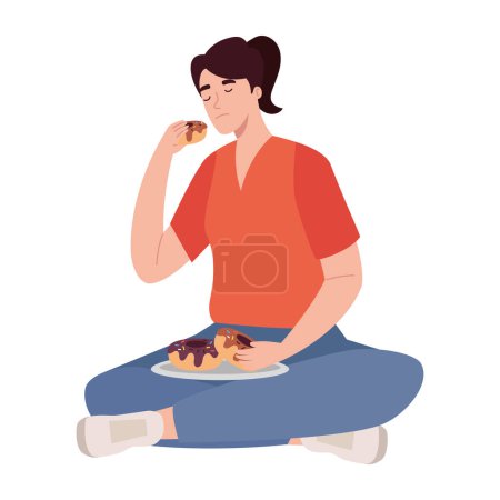 Ilustración de Bulimia mujer con trastorno alimenticio ilustración - Imagen libre de derechos