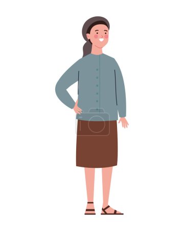Illustration for Jewish woman happy illustration isolated - Royalty Free Image