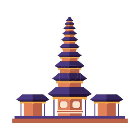 Ilustración de Pura ulun danu balinés vector templo aislado - Imagen libre de derechos