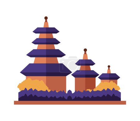Illustration for Tanah lot balinese temple vector isolated - Royalty Free Image