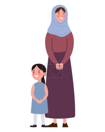 Téléchargez les illustrations : Femme juive et fille illustration isolée - en licence libre de droit