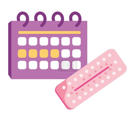 Téléchargez les illustrations : Méthode contraceptive pilules conception isolée - en licence libre de droit
