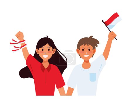 Illustration for Indonesia independence day people illustration - Royalty Free Image