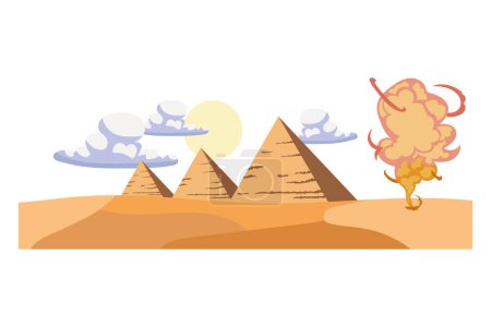 Téléchargez les illustrations : Illustration de tempête de sable dans les pyramides vecteur isolé - en licence libre de droit