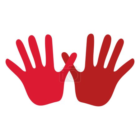 Téléchargez les illustrations : Mains rouges jour vecteur isolé - en licence libre de droit