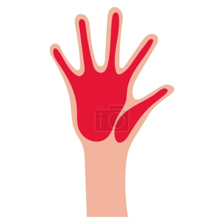 Téléchargez les illustrations : Illustration de jour de main rouge de la main avec vecteur de peinture isolé - en licence libre de droit