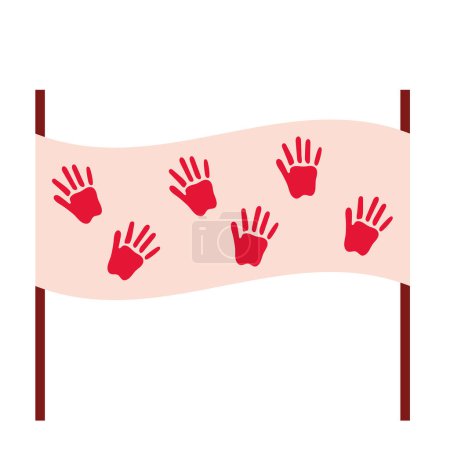 Téléchargez les illustrations : Rouge illustration jour de la main des mains sur le vecteur panneau isolé - en licence libre de droit