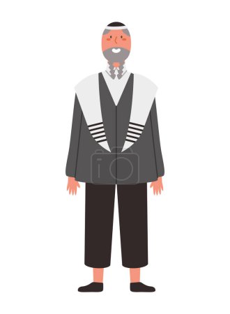 Téléchargez les illustrations : Homme juif avec vecteur d'illustration kippah isolé - en licence libre de droit